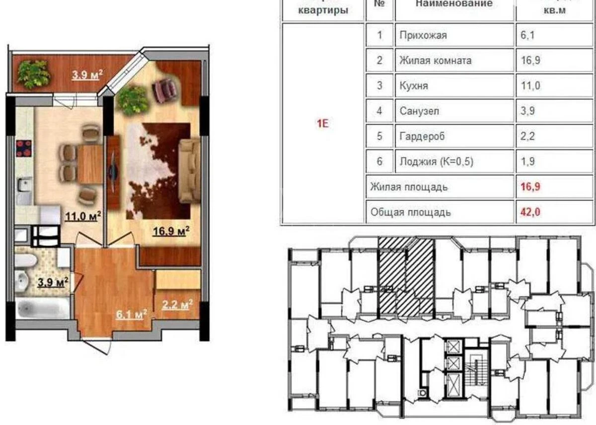 1k apartment bul. Gasheka Jaroslava 20/3614949