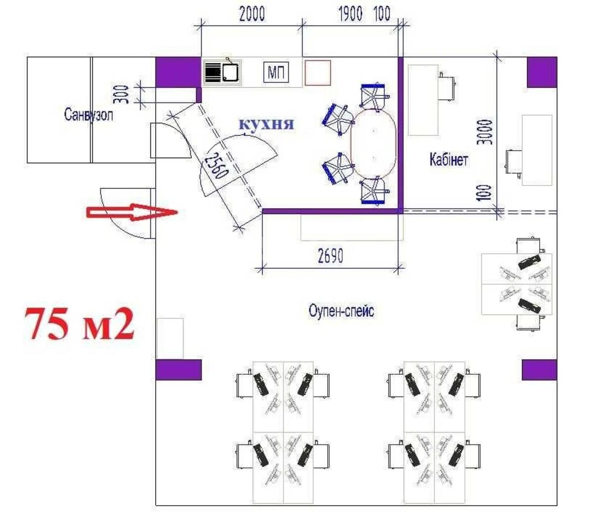 Офис ул. Глубочицкая 17, 76м26972611