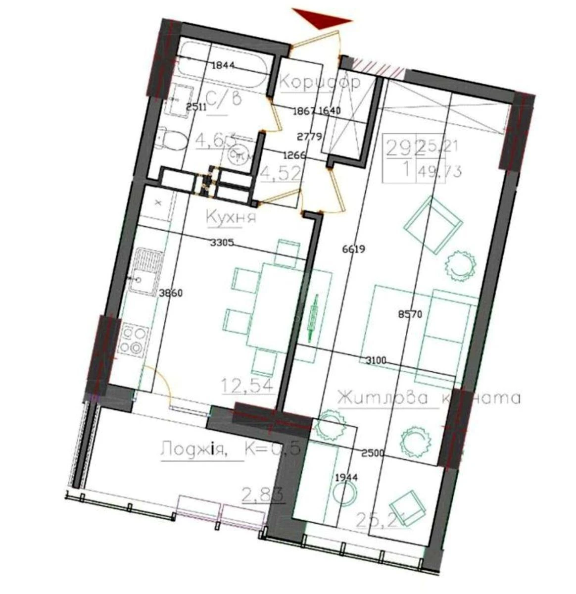 1k apartment bul. Mykoly Mikhnovskoho 13А673587