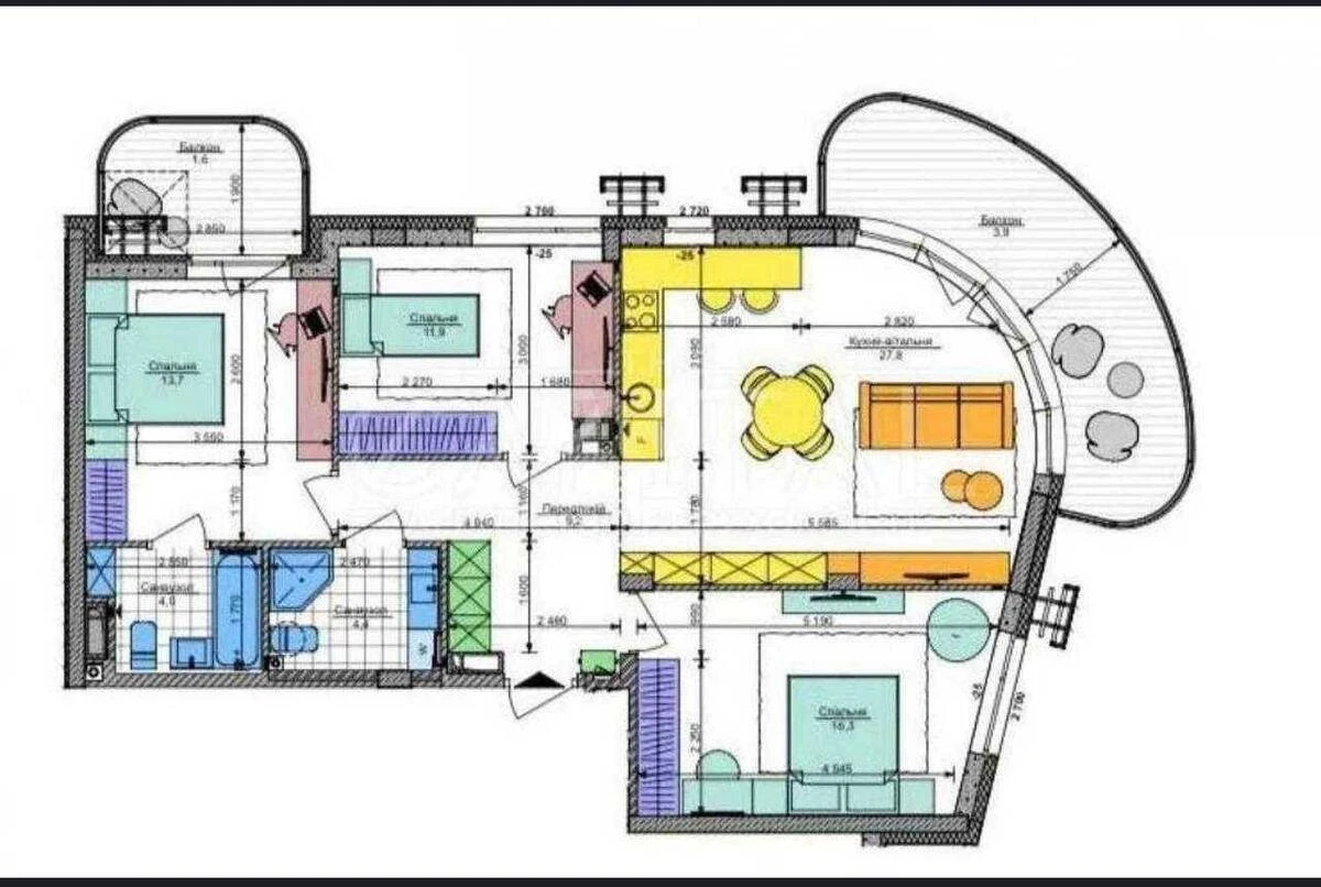3k apartment bul. Ryl's'kogo Tadeja 1649110