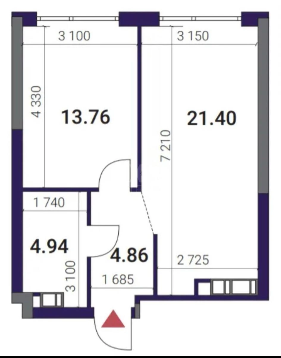 1k apartment vul. Prychal'na 1634540