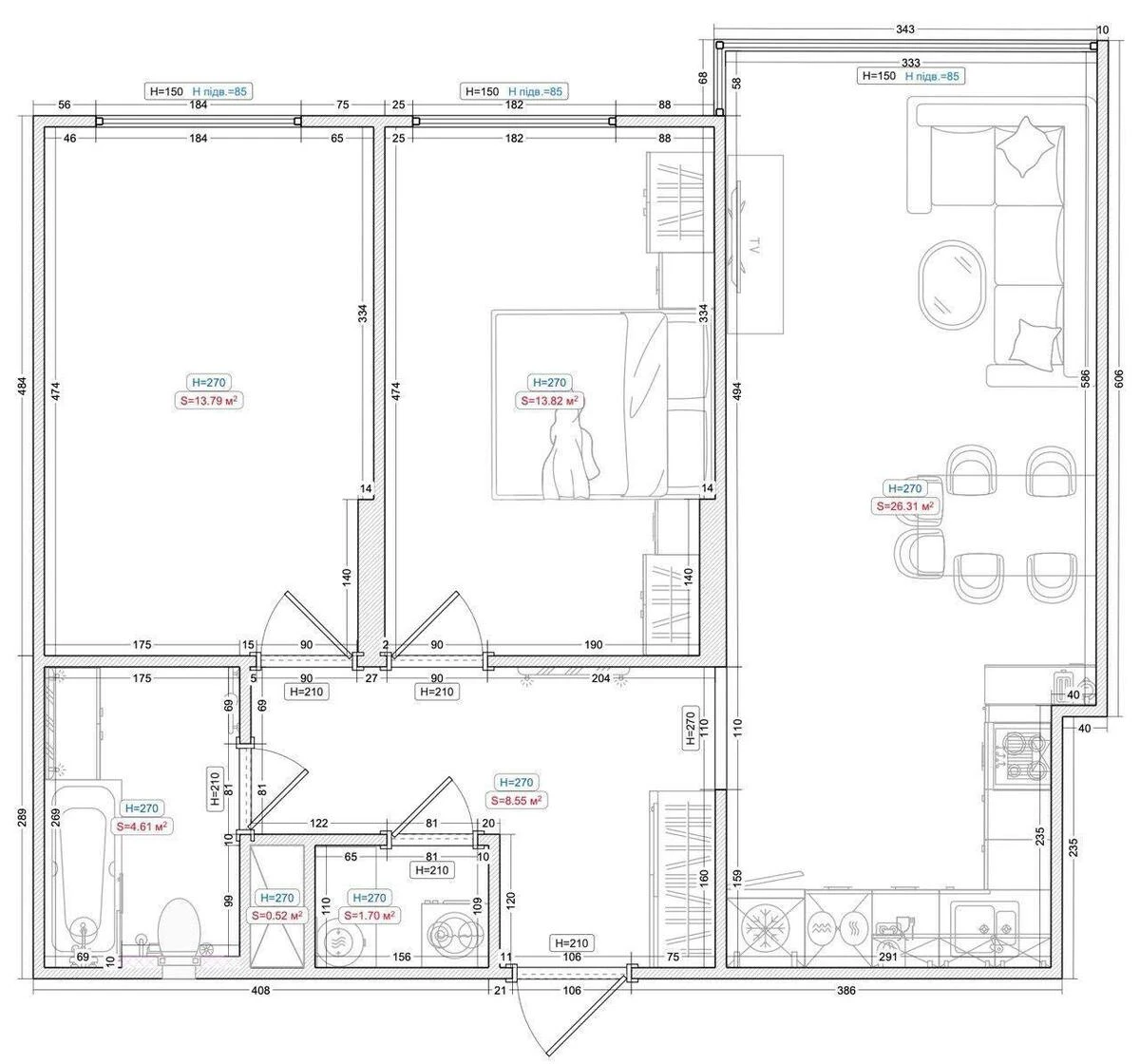 2k apartment vul. Oleksandra Olesja 17А6943614