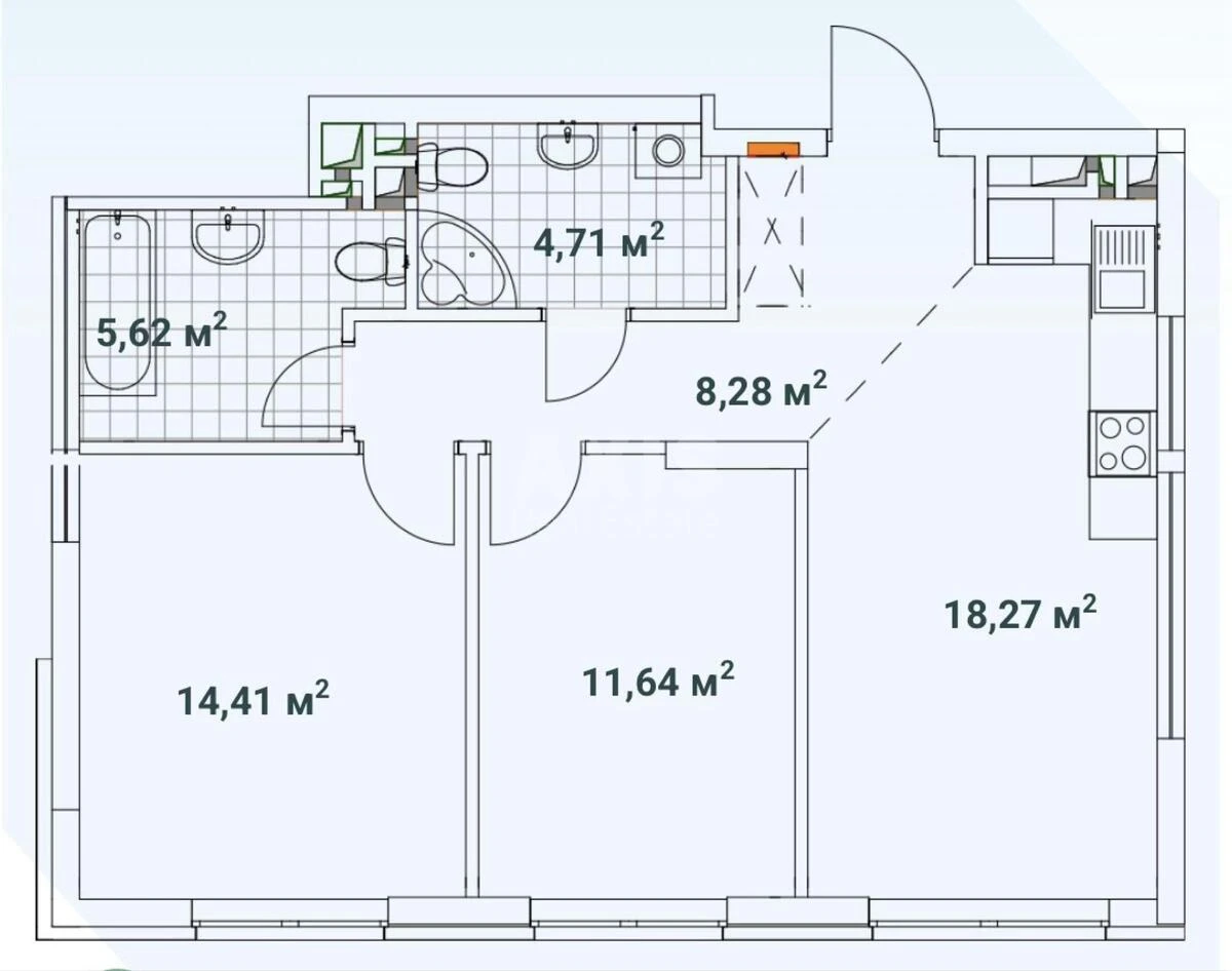 2k apartment vul. Oleksandra Olesja 23А720577