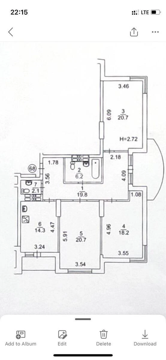 3k apartment vul. Myhajla Maksymovycha 3Г685579