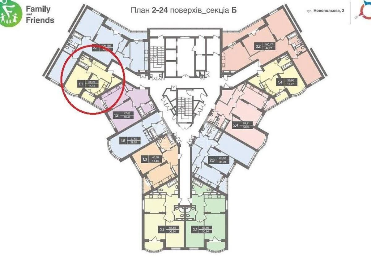 1k apartment vul. Novopol'ova 27002318