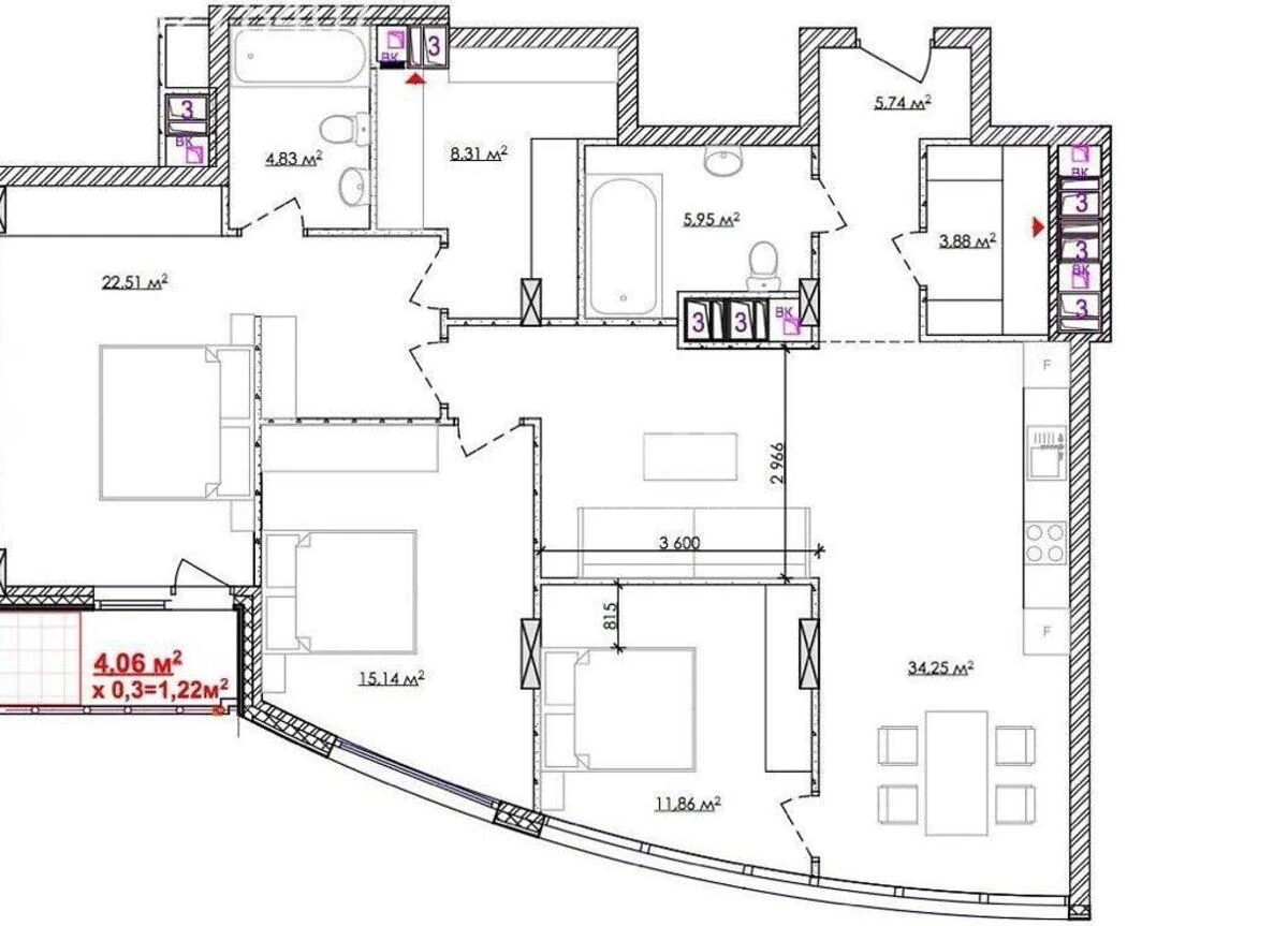 3k apartment pr-t Golosii'vs'kyj 605983610