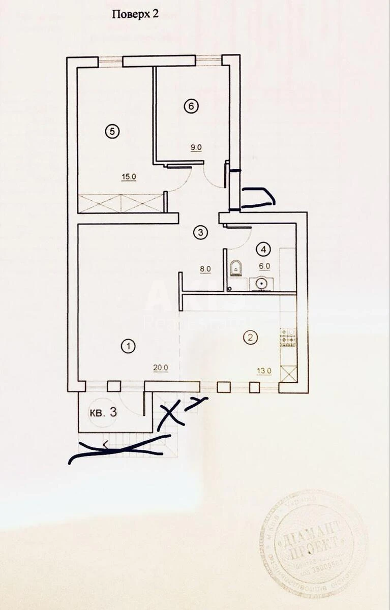 3k apartment vul. Hmel'nyc'kogo Bogdana 9635036