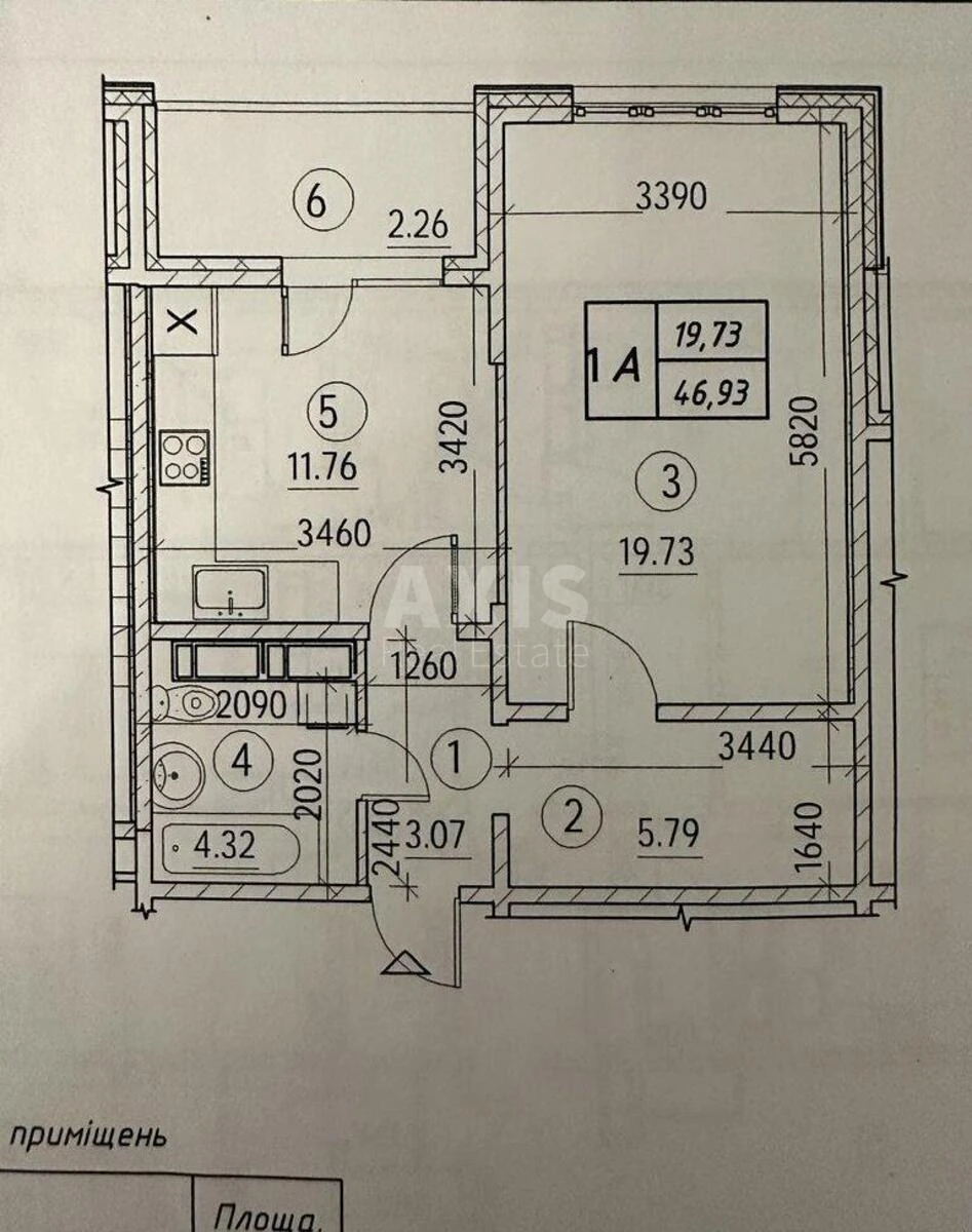 1k apartment prov. Baltijs'kyj 23623316
