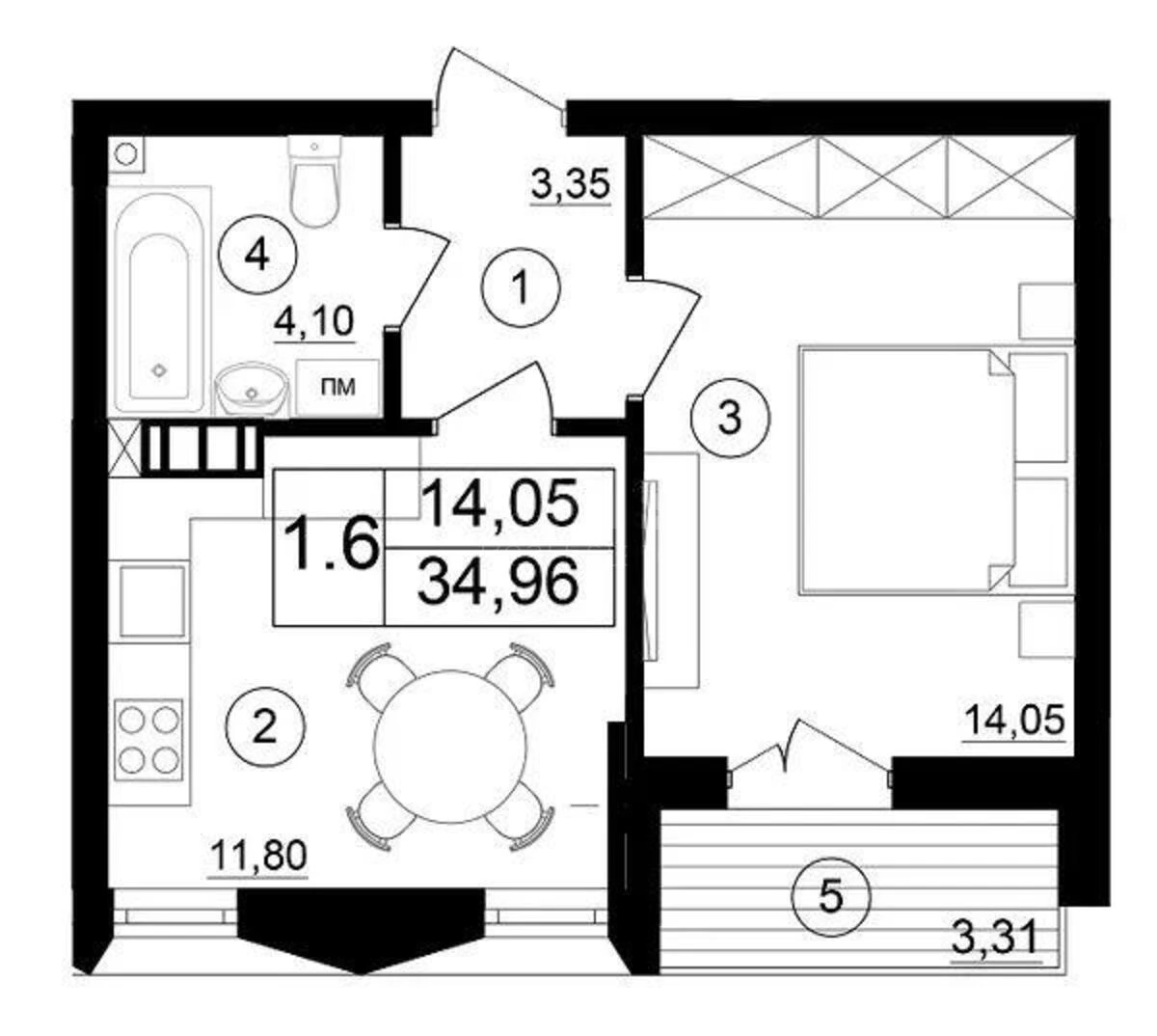 1k apartment vul. Strutyns'kogo Sergija 8674761