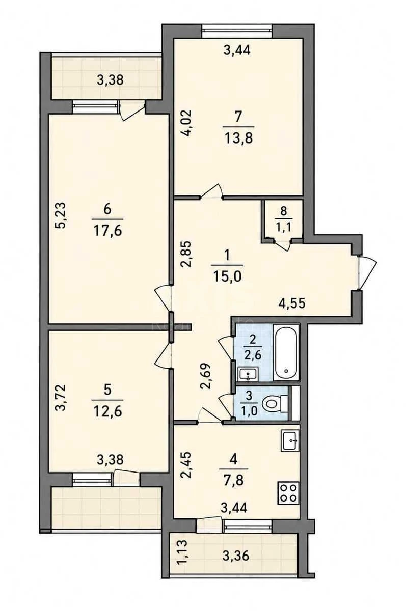 3k apartment vul. Revuc'kogo 19/1703858