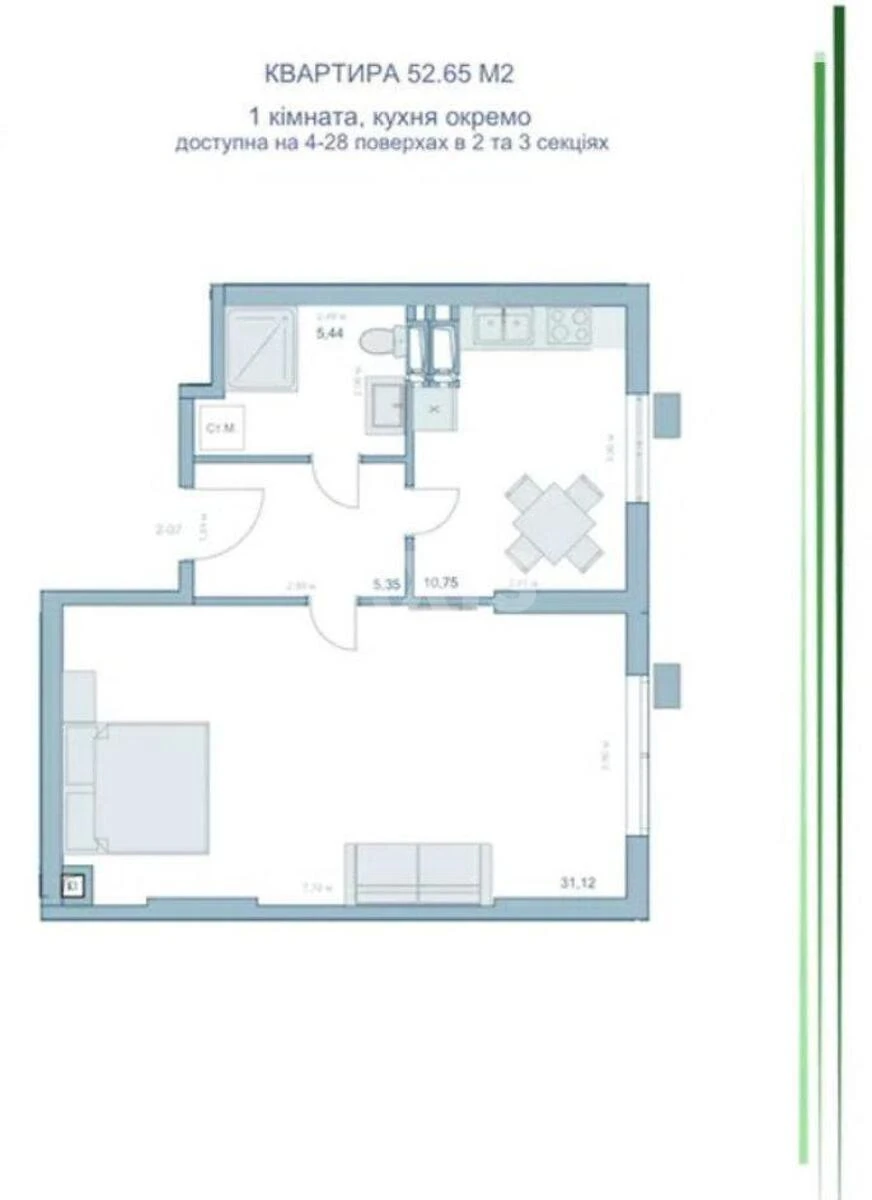 1k apartment vul. Rudans'kogo Stepana 9А6402911