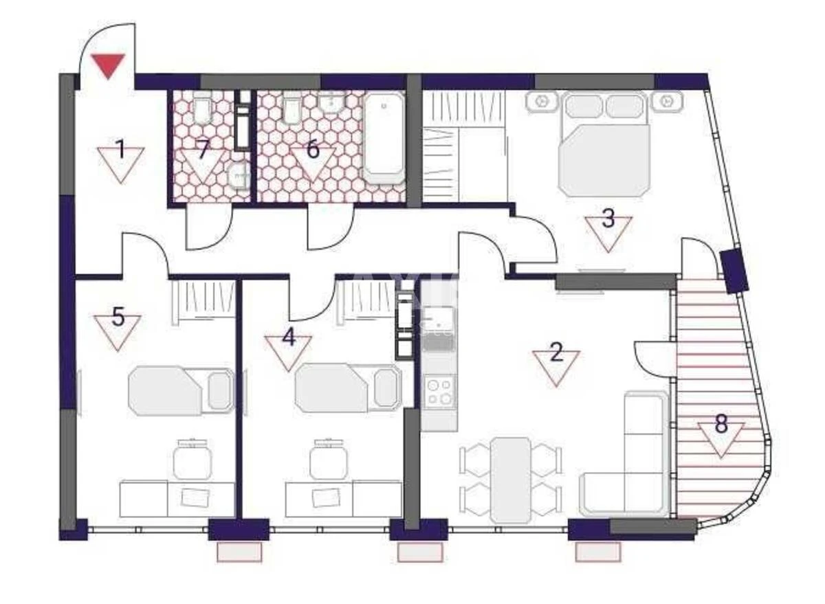 3k apartment nab. Dniprovs'ka 15606301