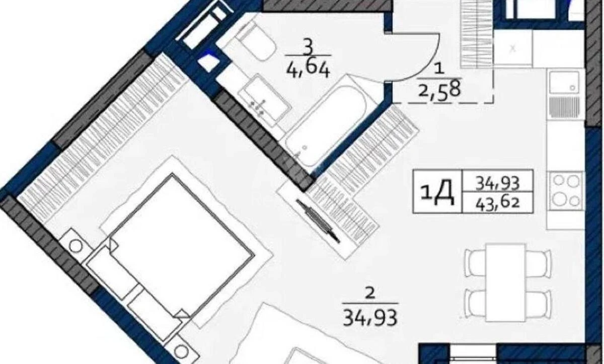 1k apartment vul. Sim'i' Kul'zhenkiv 22650580