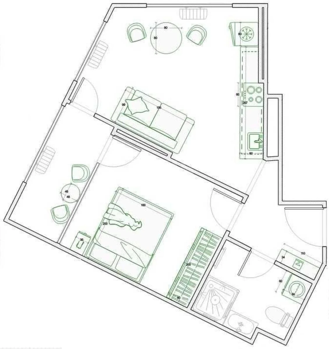 1k apartment vul. Prychal'na 12686347