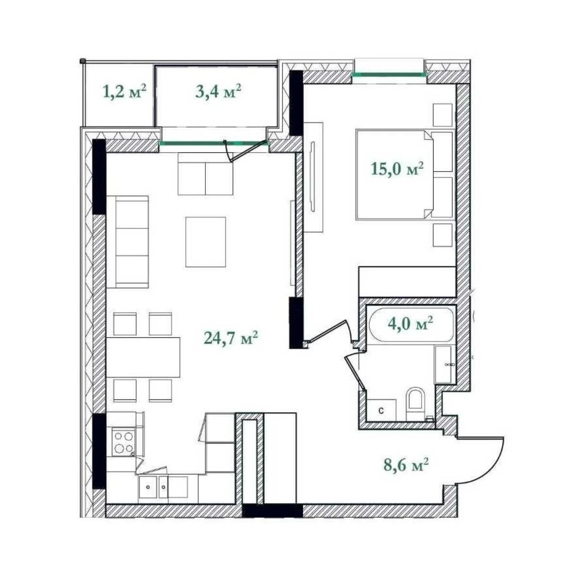1k apartment vul. Naberezhno-Hreshhatyc'ka 217024014