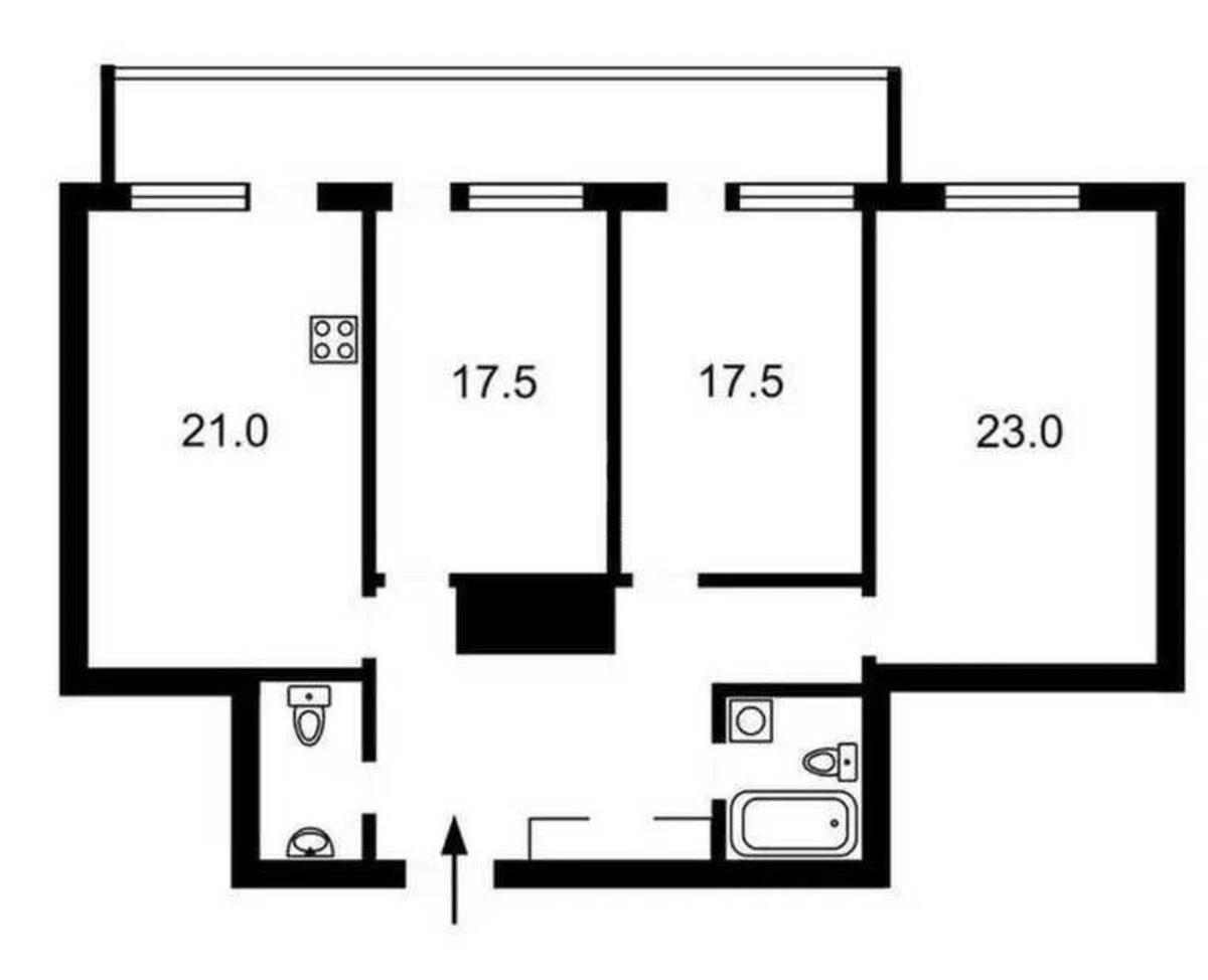 3к квартира бул. Леси Украинки 7В591507