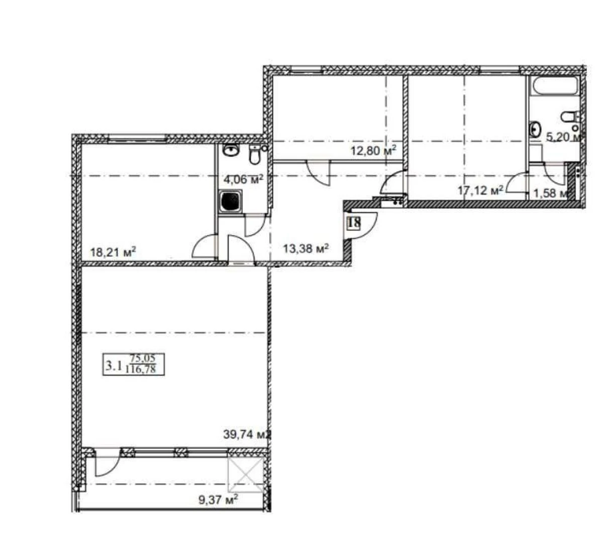 3k apartment vul. Klavdii'vs'ka 40Ж486276