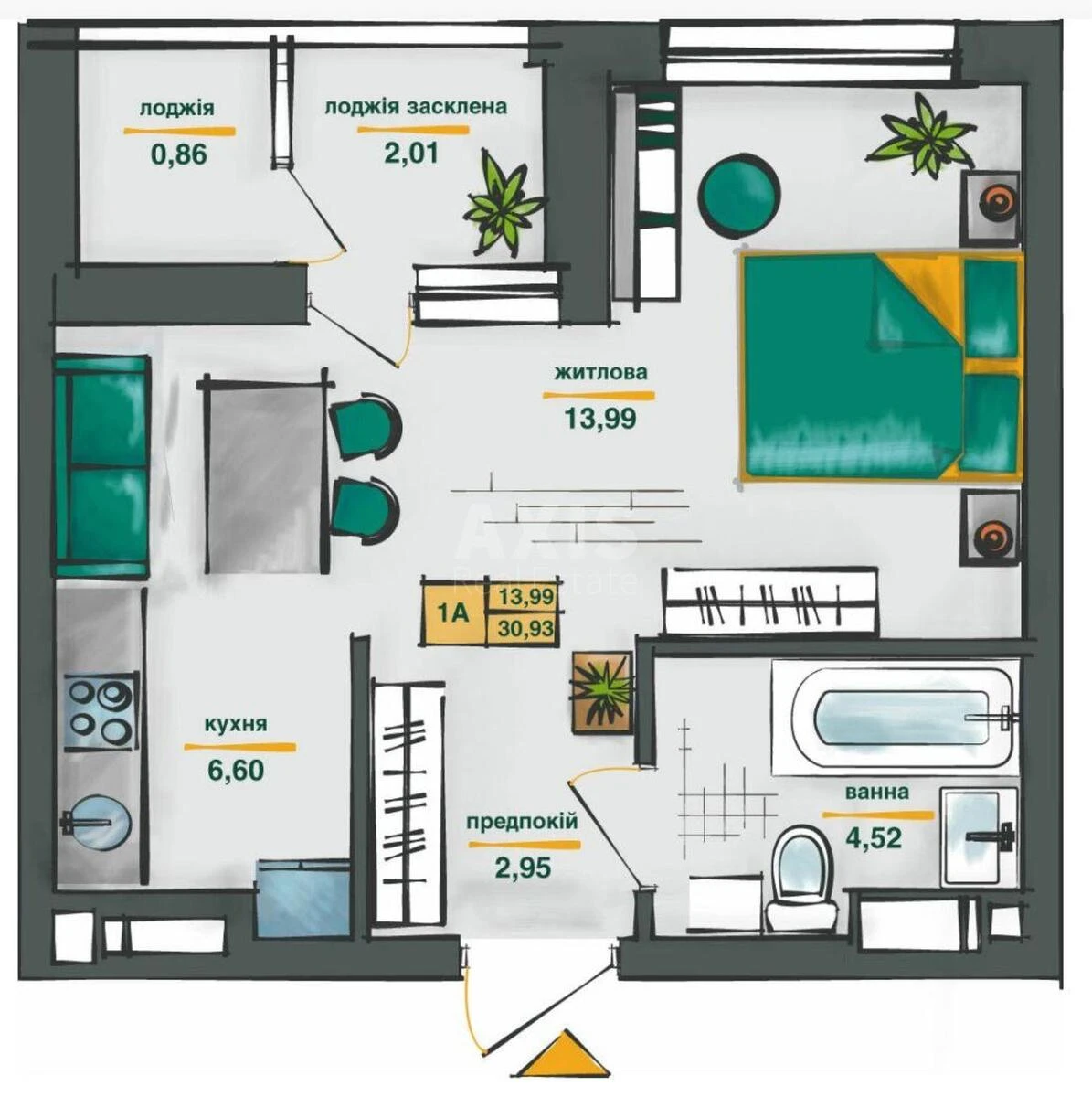 1k apartment vul. Grechka Marshala 10Б670563