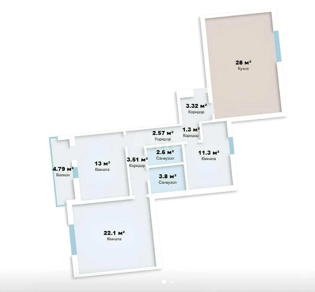 3k apartment vul. Klavdii'vs'ka 40Д718182